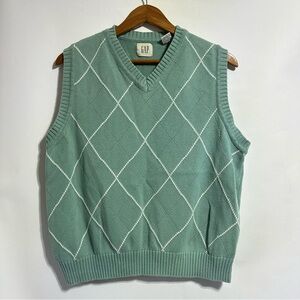 GAP Green Argyle Knit Vest